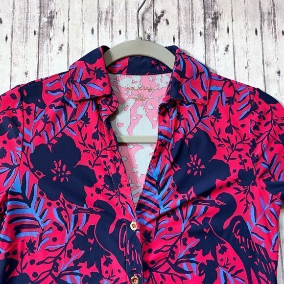 Lilly Pulitzer Marlena UPF 50+ Button Down Heron My Own Engineered - Picture 5 of 13